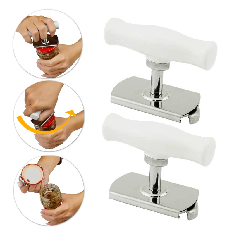 

Регулируемый консервный нож, ручная открывалка из нержавеющей стали для крышек банок, консервный нож, кухонный прибор, белый цвет