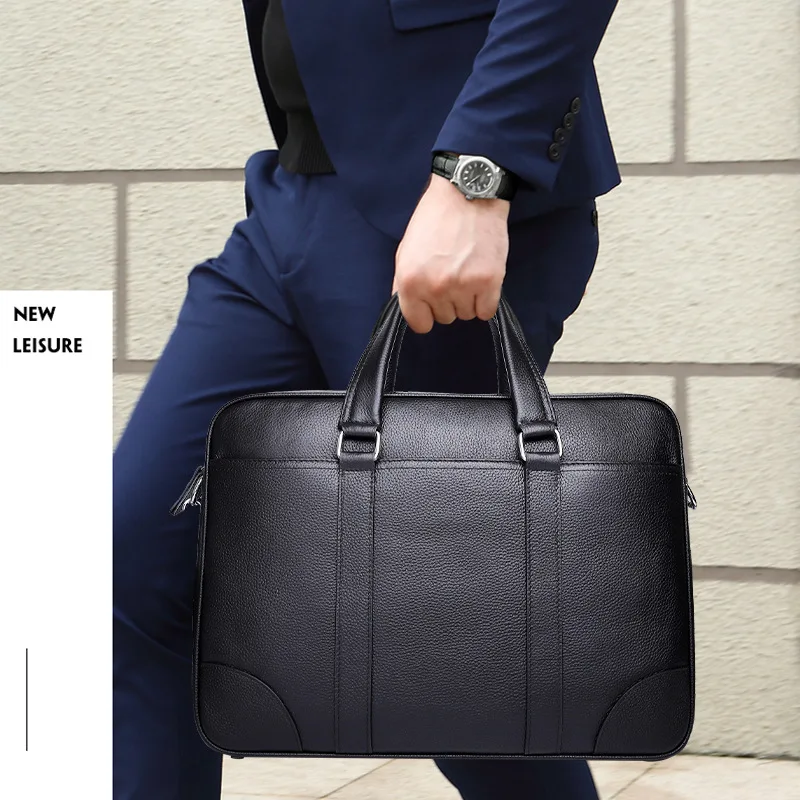 Новый роскошный деловой мужской портфель из 100% натуральной коровьей кожи