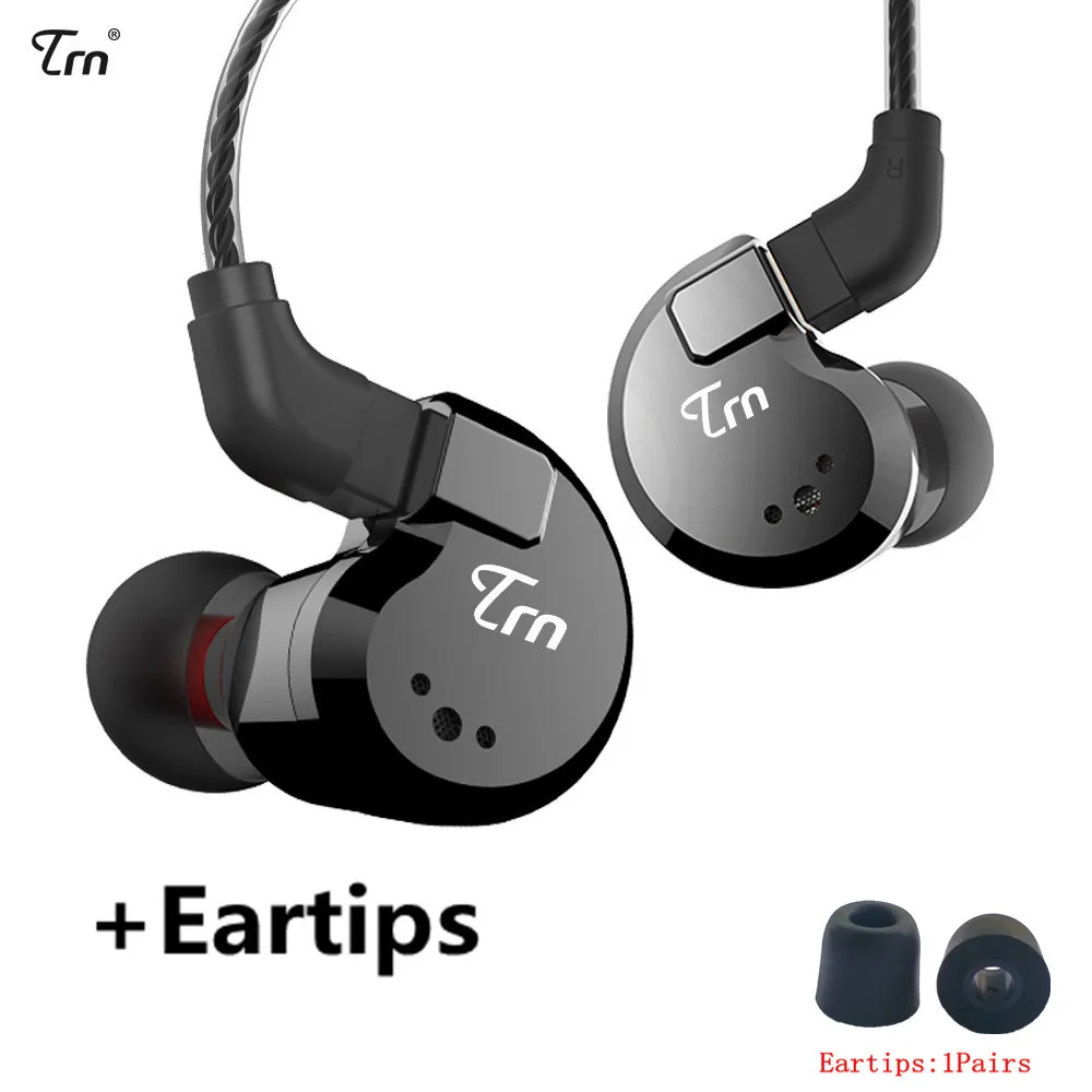 TRN V80 2BA+ 2DD гибридные металлические наушники-вкладыши HIFI DJ Monito спортивные наушники для бега ушные наушники гарнитура съемный кабель AS10 \ T2 \ V30 - Цвет: black no mic ET