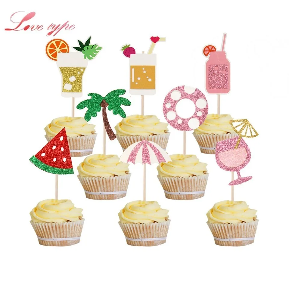 Топперы для капкейков в виде ананаса пальм и фламинго 1 комплект | Дом сад