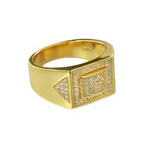 otiy s925 fashion hip hop jewelry iced out ring 18k gold plated custom ring diamond crystal cz bling ring for men