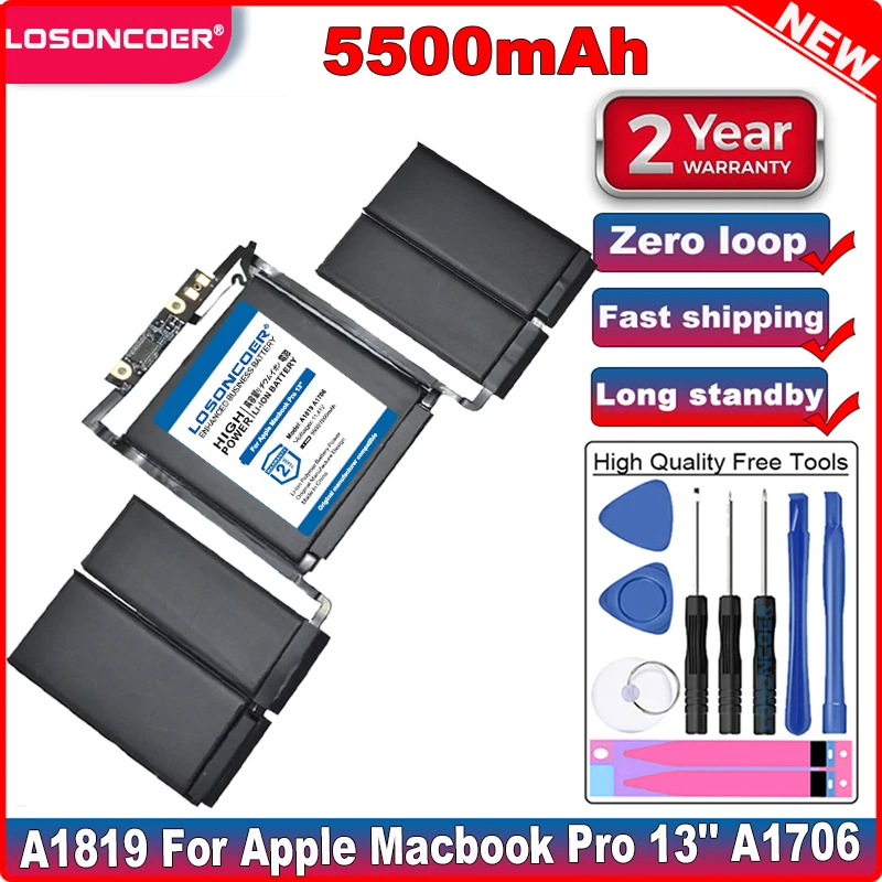Аккумулятор LOSONCOER A1819 5500 мАч для A1706 macbook pro 13 дюймов | Компьютеры и офис