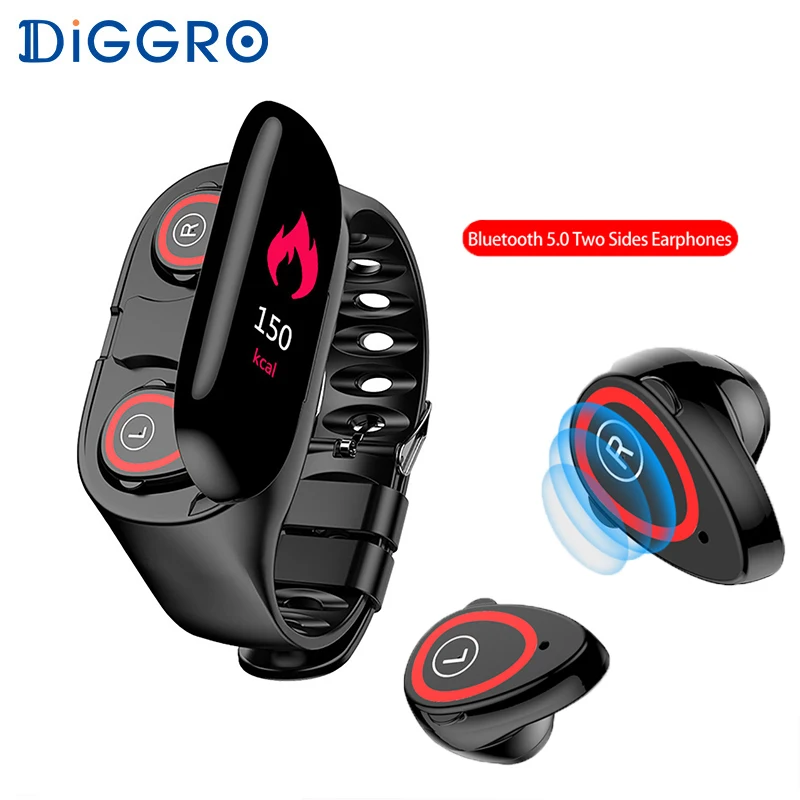 Diggro M1 Смарт-часы для женщин и мужчин с bluetooth-наушниками 2 в 1, монитор сердечного ритма и артериального давления, умные часы, спортивные часы