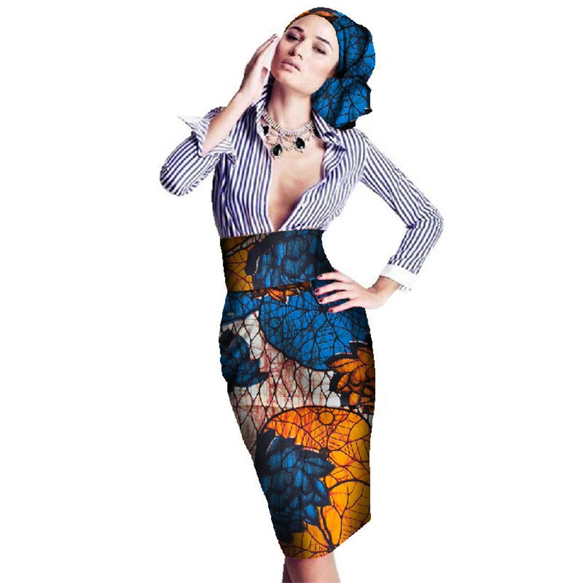 M 6XL модная женская одежда с принтом Riche Bazin облегающая юбка карандаш в африканском