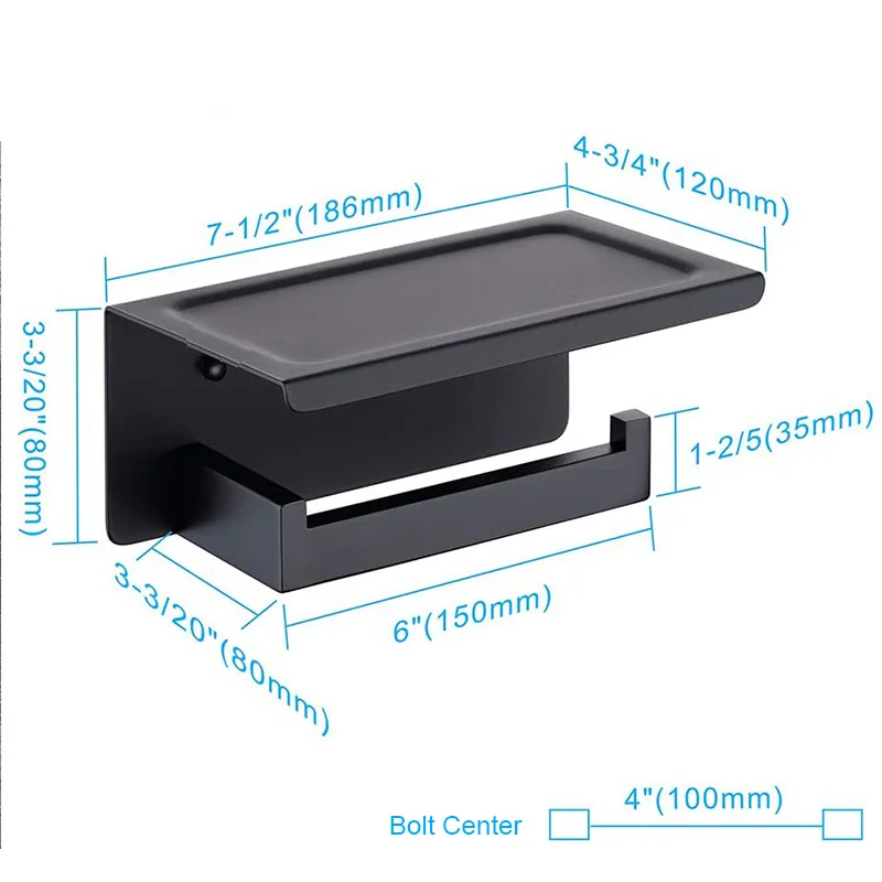 rovogo toilet paper holder with shelf stainless steel paper roll holder wall mounted bathroom hardware set matte black free global shipping