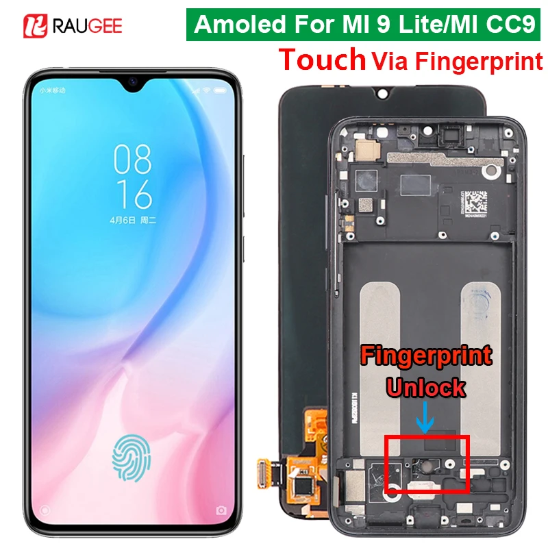 ЖК дисплей Amoled для Xiaomi MI 9 Lite сенсорный экран 10 дюймов сменный CC9 MI9 со сканером
