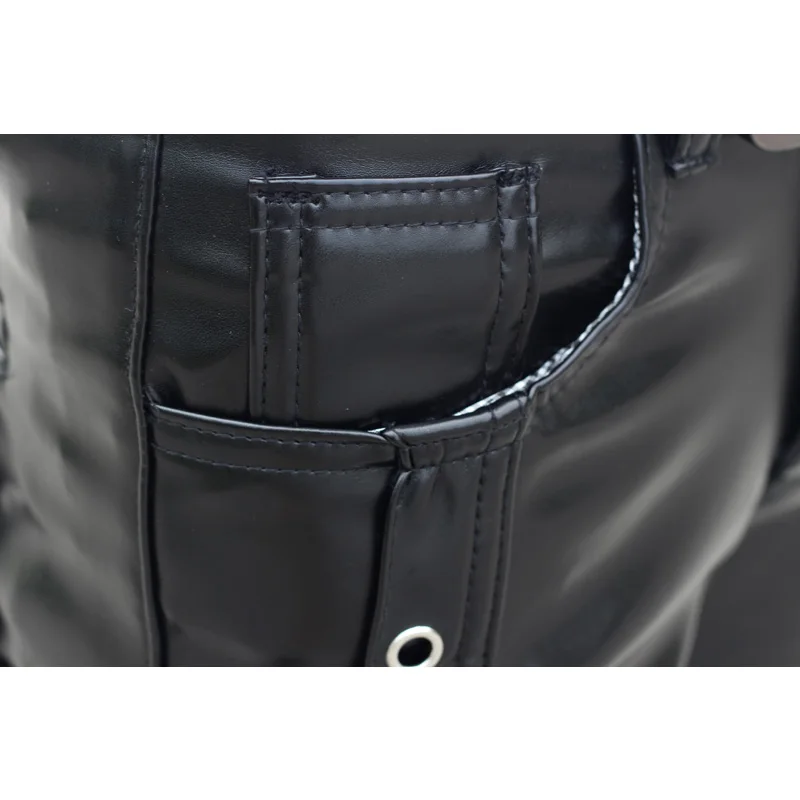 Новые мужские модные повседневные кожаные брюки корейские локомотив