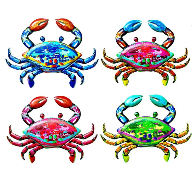 

1pc Colorful Metal Crab Home Wall Hanging Ornament Sculpture Indoor Outdoor Living Room Garden Decoration Figurine