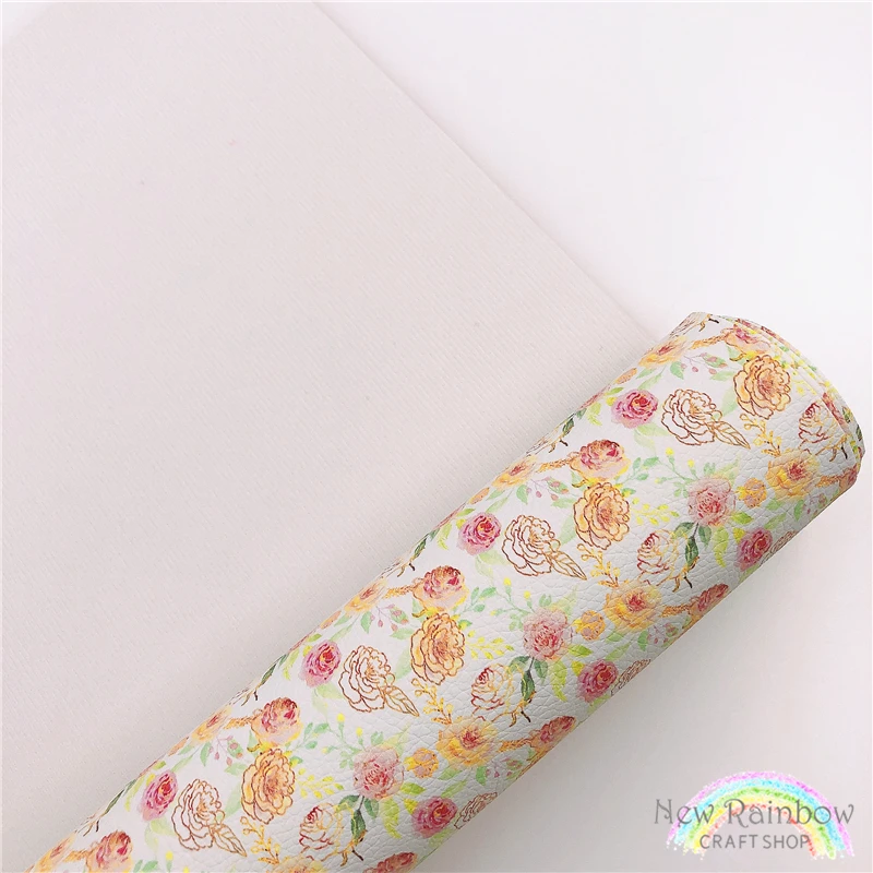 Новые радужные 22x30 см А4 цвета розового золота с цветочным принтом Pu