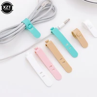4pcs silicone creative straps desktop organizer cable winder headsets cables data cable ties reusable fastened usb cable ties