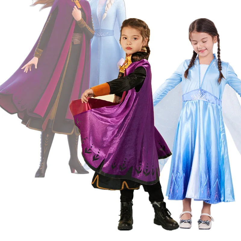 2020 г. Новое платье для девочек одежда комплект принцессы Эльзы и Анны