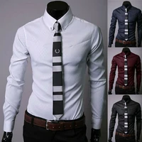 mens luxury casual formal shirt long sleeve slim fit business dress shirts mens tops