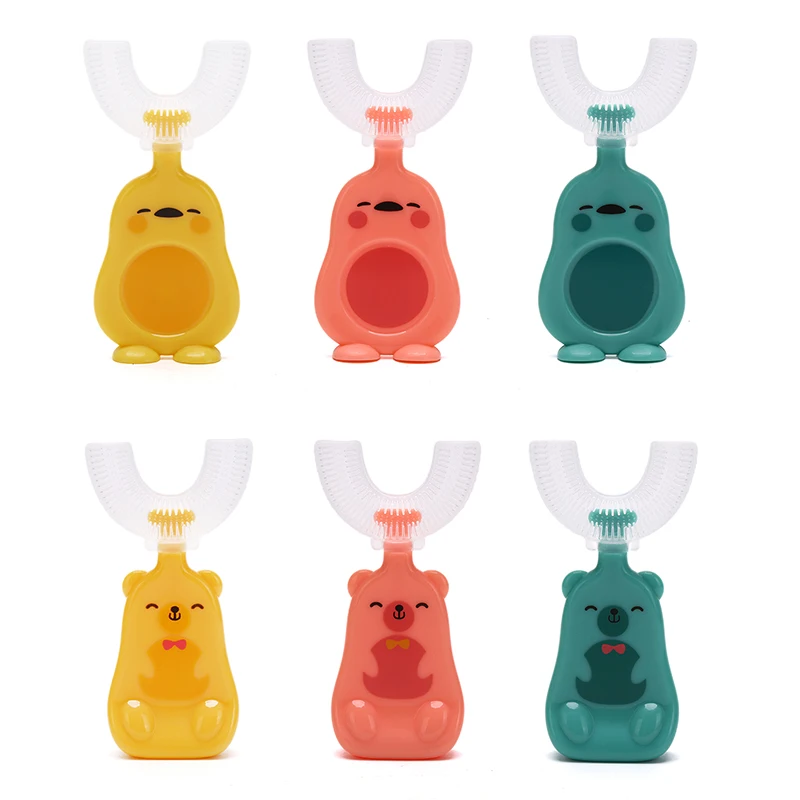 

Новая популярная детская зубная щетка U-образная детская зубная щетка с ручкой Мягкая Силиконовая зубная щетка для ухода за полостью рта Де...