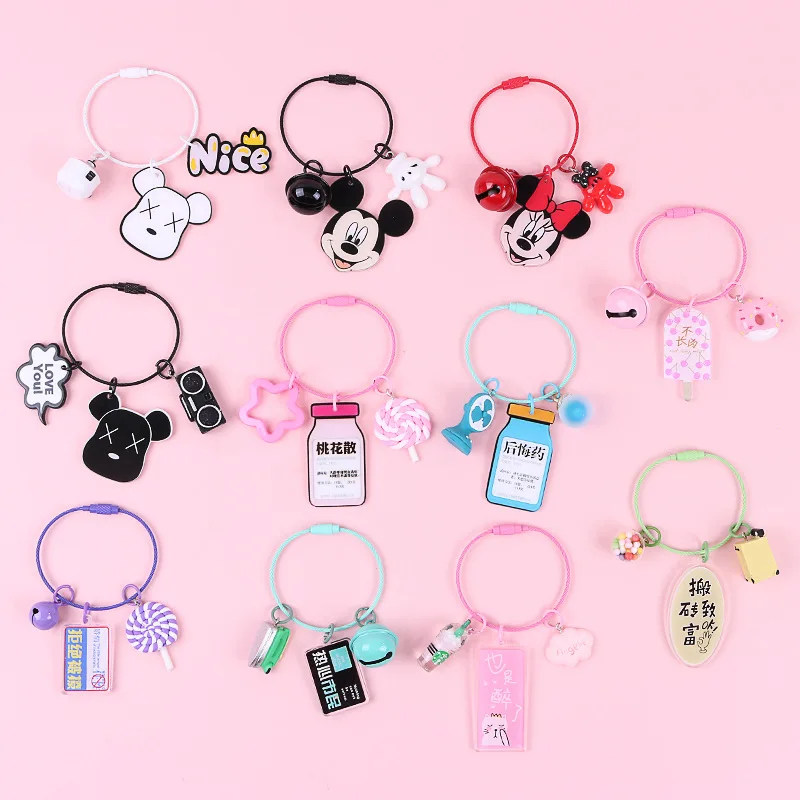 Модный акриловый брелок Аниме Минни Микки автомобильный с кольцом для женщин