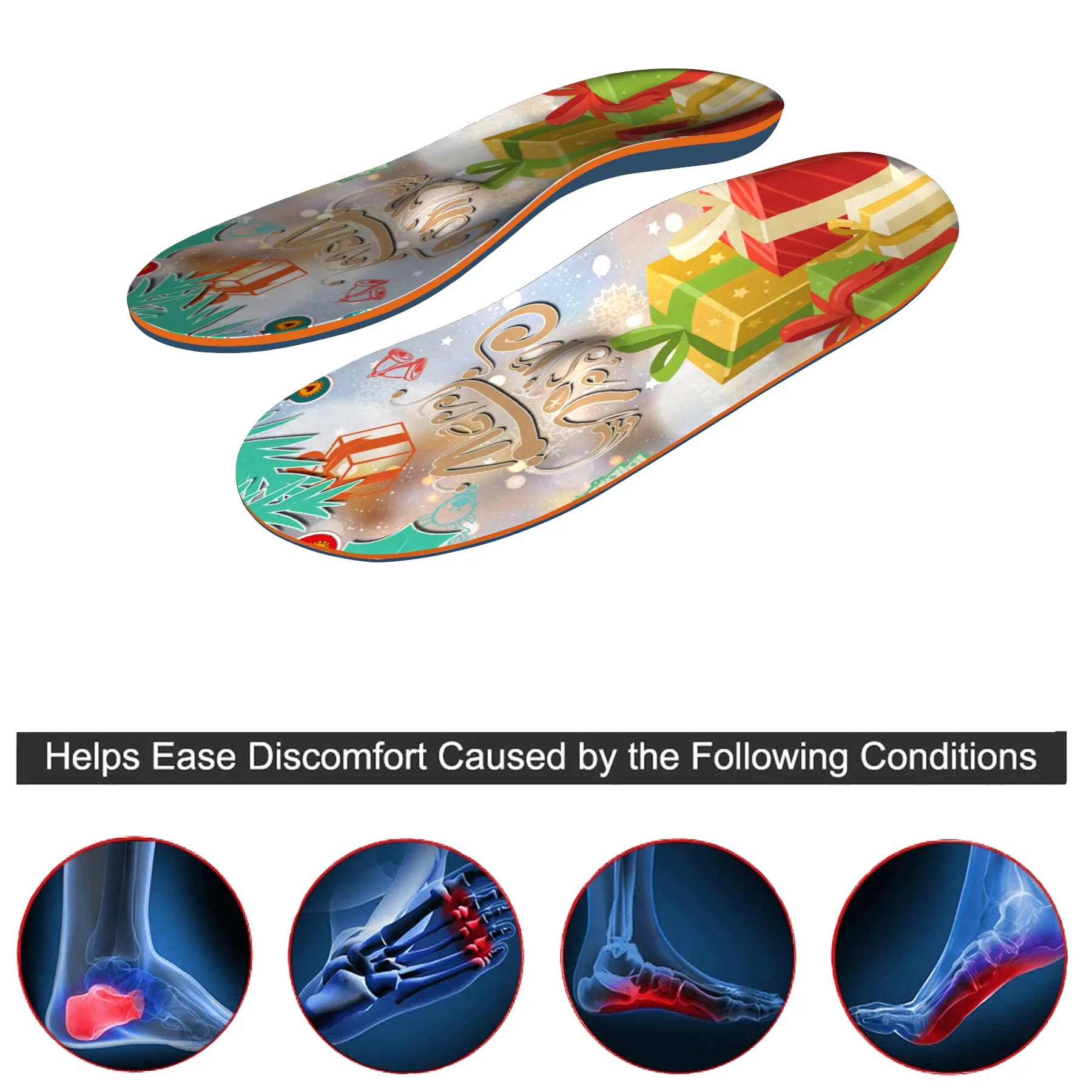 

Christmas Plantar Fasciitis Template Insoles Heated Arch Support Orthopedics Insoles Flat Feet Sneakers Shoes Inserted Cushion
