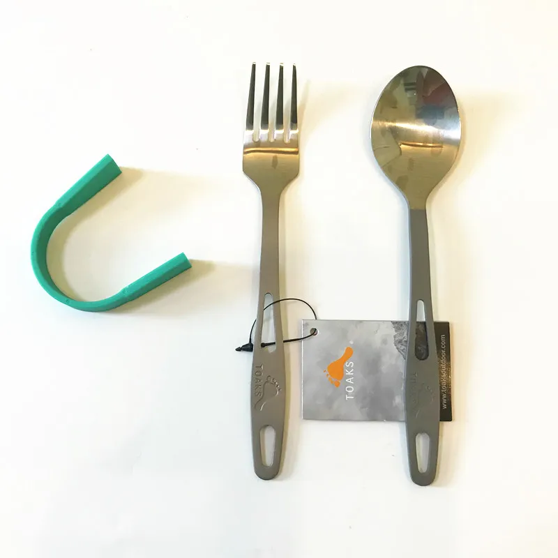 Набор титановых ложек и вилок TOAKS с зажимом для кемпинга пикника SLV-15 | Спорт