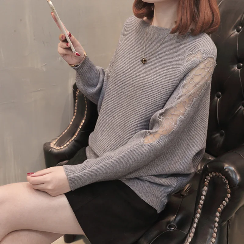 Осенний женский новый свитер большого размера цельный воротник Корейская версия