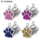 Персонализированные идентификационные бирки для питомцев с гравировкой, идентификационный номер для питомца, идентификационный номер для кошки, собаки, щенка, бирка для ошейника, подвеска в виде костилапы, блестящие аксессуары для питомцев