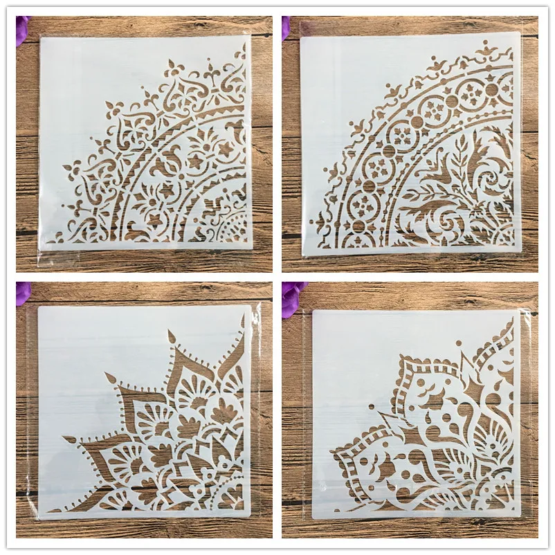 4 шт./компл. 20*20 см diy craft Мандала форма для трафареты картин штампованные