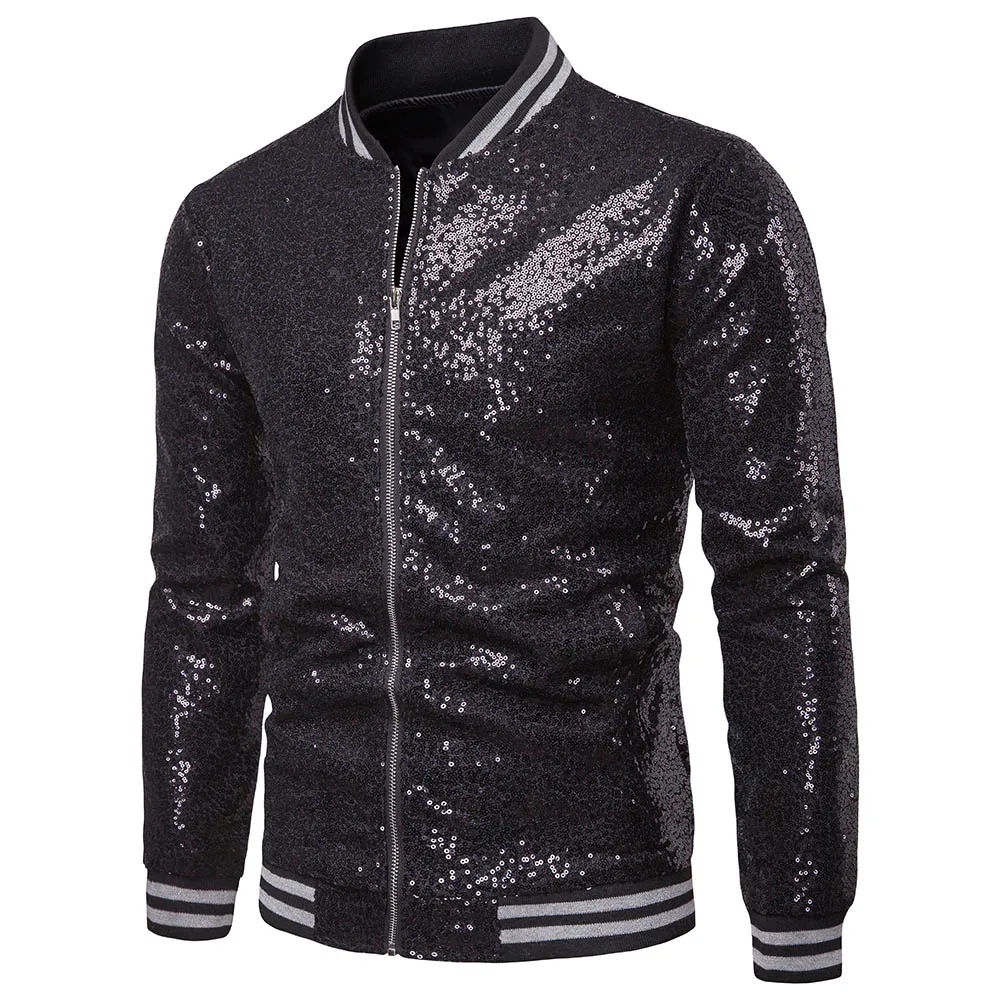 

Fashion Mens One Button Glitter Sequined Blazer Wedding Party Tuxedo Suit Formal Blazers