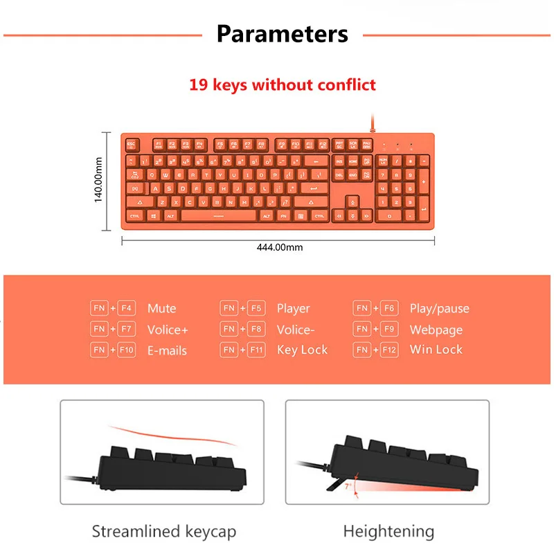 

104 Key USB Wired Gaming Keyboard Mechanical Feel Gamer Keyboard For Laptop PC Gamer Computer Keyboard Office Gamer