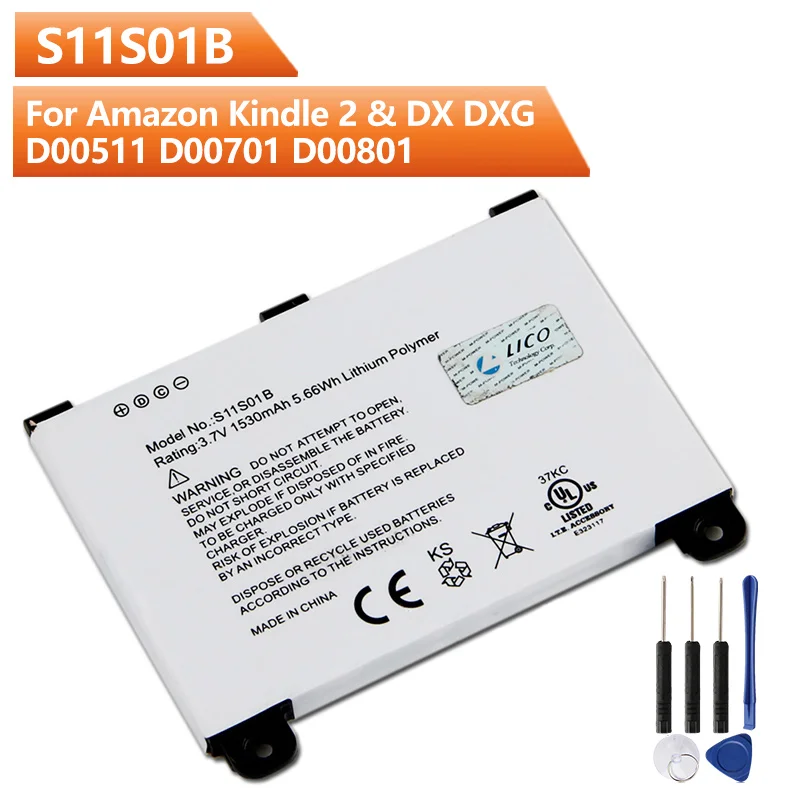 Оригинальный запасной аккумулятор S11S01B для Amazon Kindle 2 и DX DXG D00511 D00701 D00801 аутентичный
