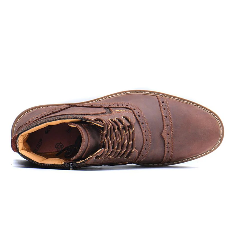 Мужские ботинки на шнуровке ZFTL повседневные из кожи Крейзи Хорс под платье
