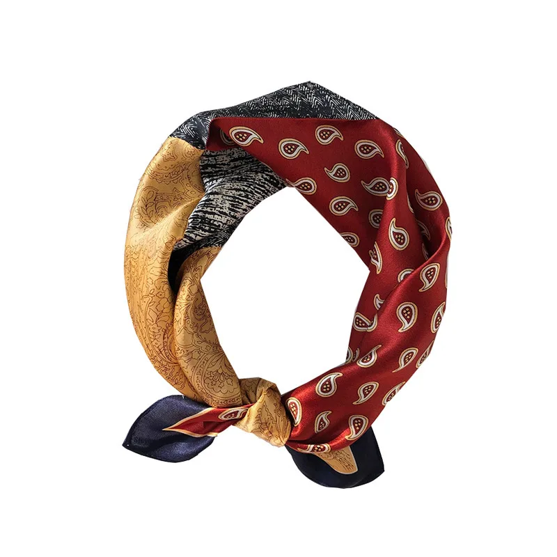 

Brand Women Neck Scarf Hijab Wraps 100% Pure Silk Square 2020 Head Scarves Female Foulard Bandana Neckerchief Lady Shawls 53cm