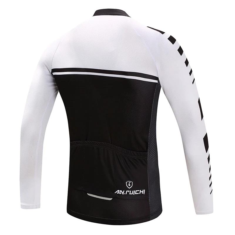 Мужские велосипедные Джерси с длинным рукавом белые черные защитой от пота