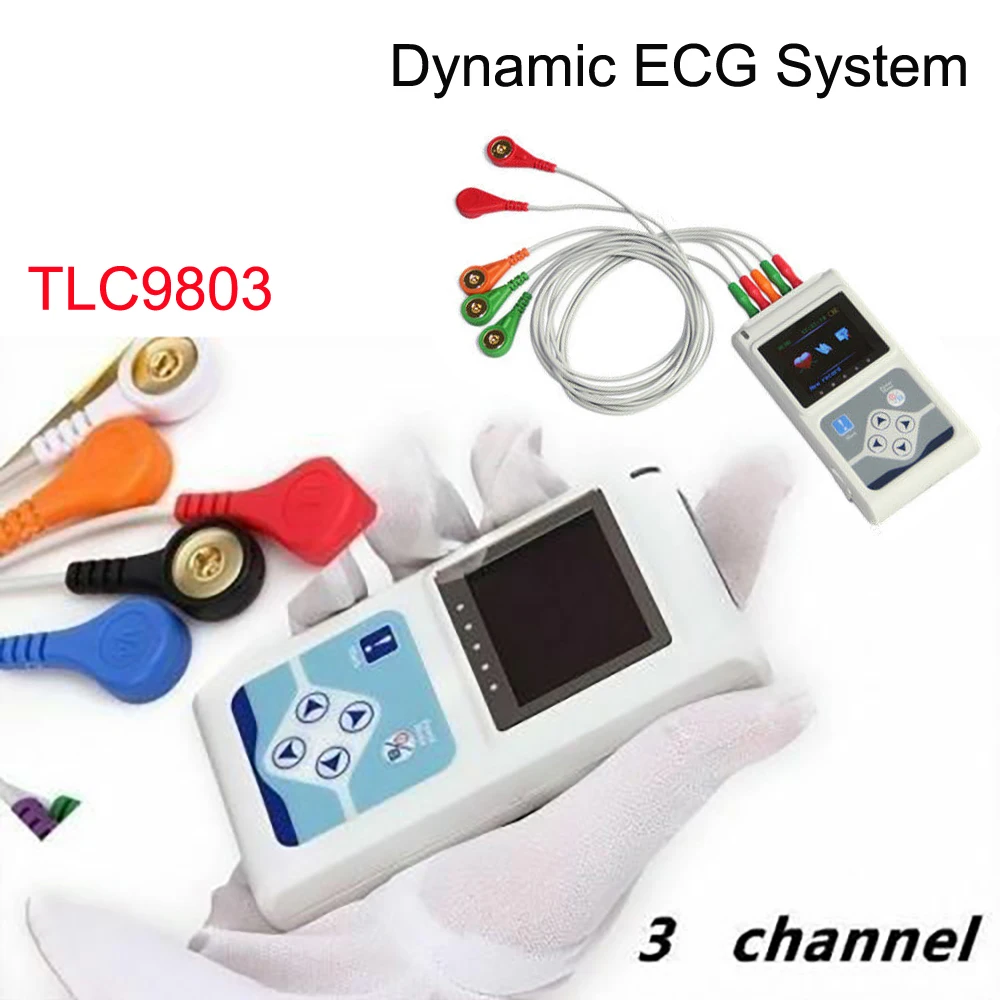 Переносной электрокардиограф TLC9803 динамический аппарат ЭКГ 3 ведущих ручной