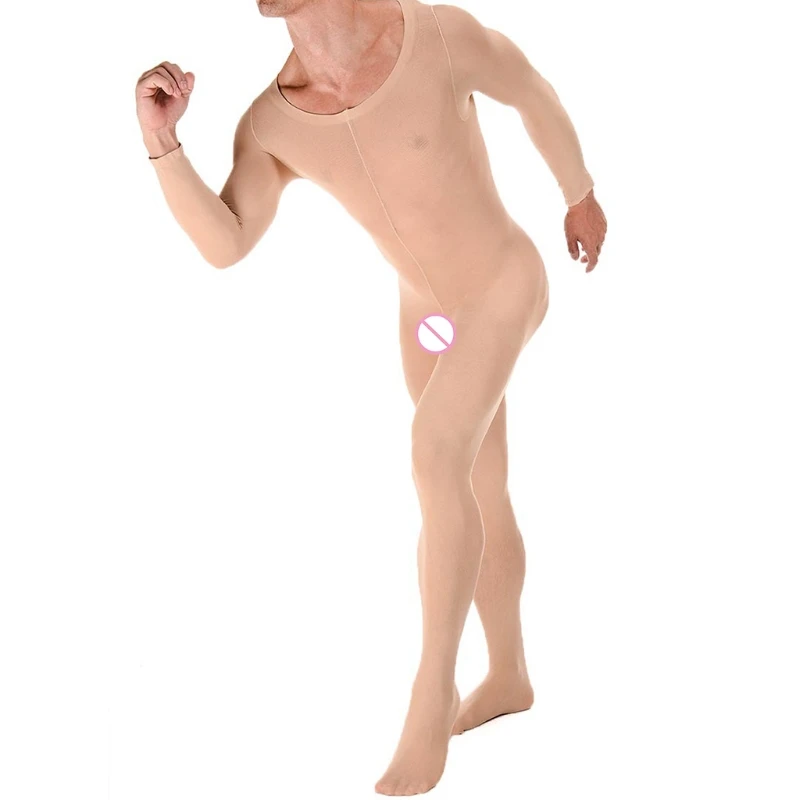 Мужские ультратонкие сетчатые боди с длинным рукавом нижнее белье сексуальное