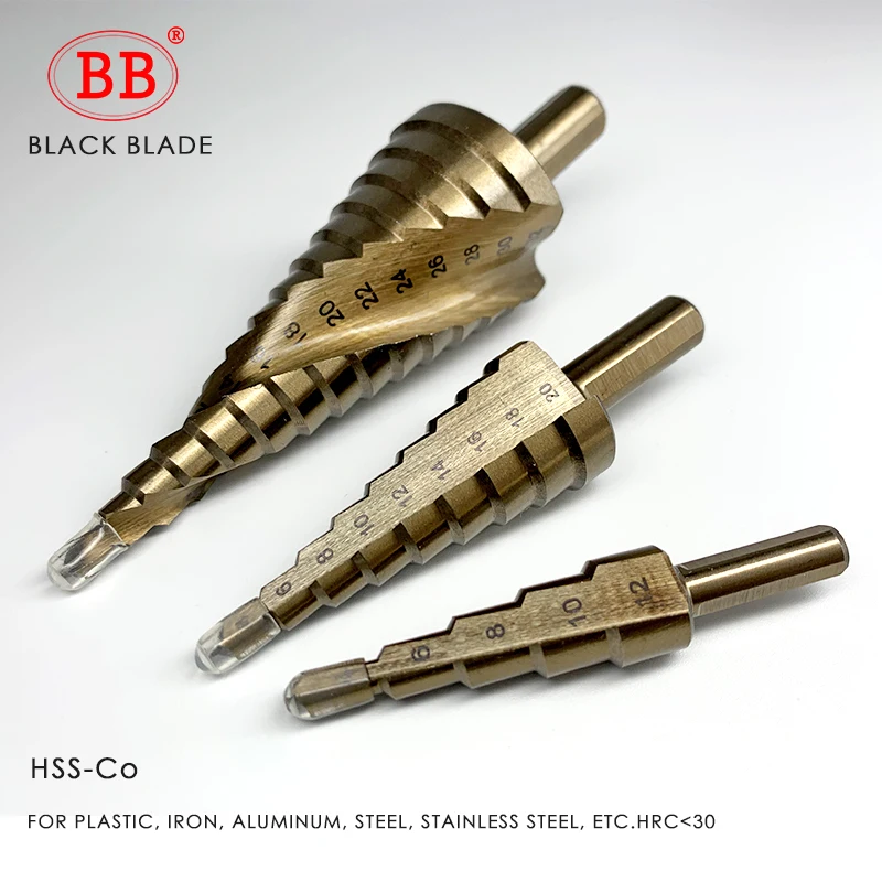 

BB Step Drill Bit HSS 4-12 4-20 4-32mm Titanium Coated Cobalt Cone Spiral & Straight Flute for Steel Wood Metal Hole