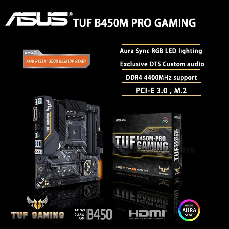 Материнская плата ASUS TUF B450M PRO GAMING Keyboard AMD B450 DDR4 3466 МГц 128G M.2 DVI D SATA 6 Гб/с USB 3 1