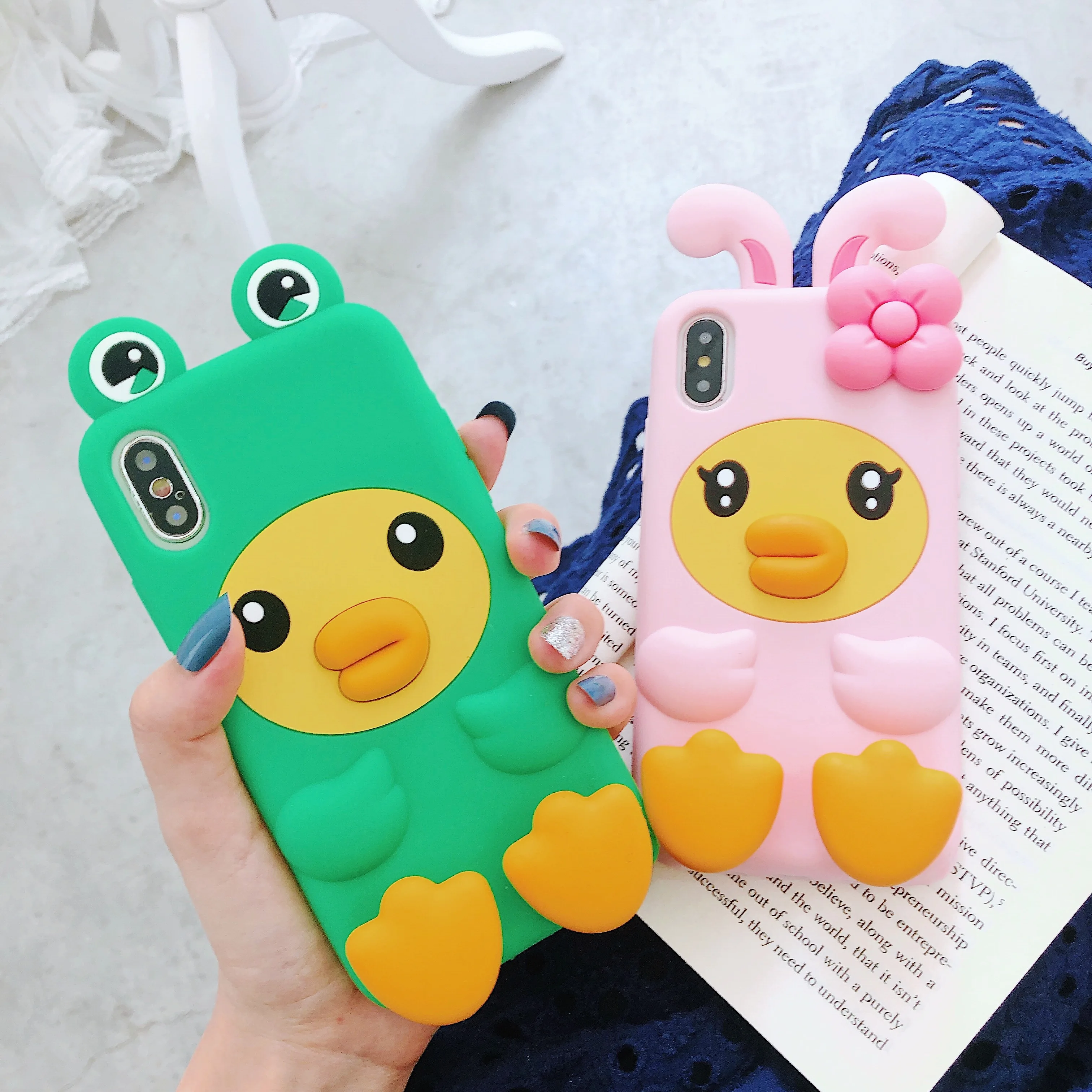 Милый 3D мультяшный чехол для iPhone X XR XS MAX Мягкий защитный телефона с изображением