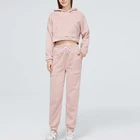 Комплект из двух предметов, повседневный флисовый спортивный костюм для женщин, осенний костюм с капюшоном и длинным рукавом, женские комплекты и однотонные спортивные брюки, женский костюм