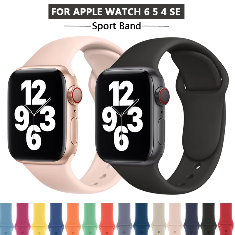 

Silicone Strap For Apple Watch band 44mm 40mm 38mm 42 mm Rubber wristband iWatch series 5 4 3 se 6 correa smart watch bracelet