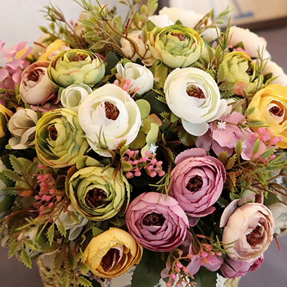 Искусственные цветы для невесты свадебные маленькие пионы в Европейском стиле