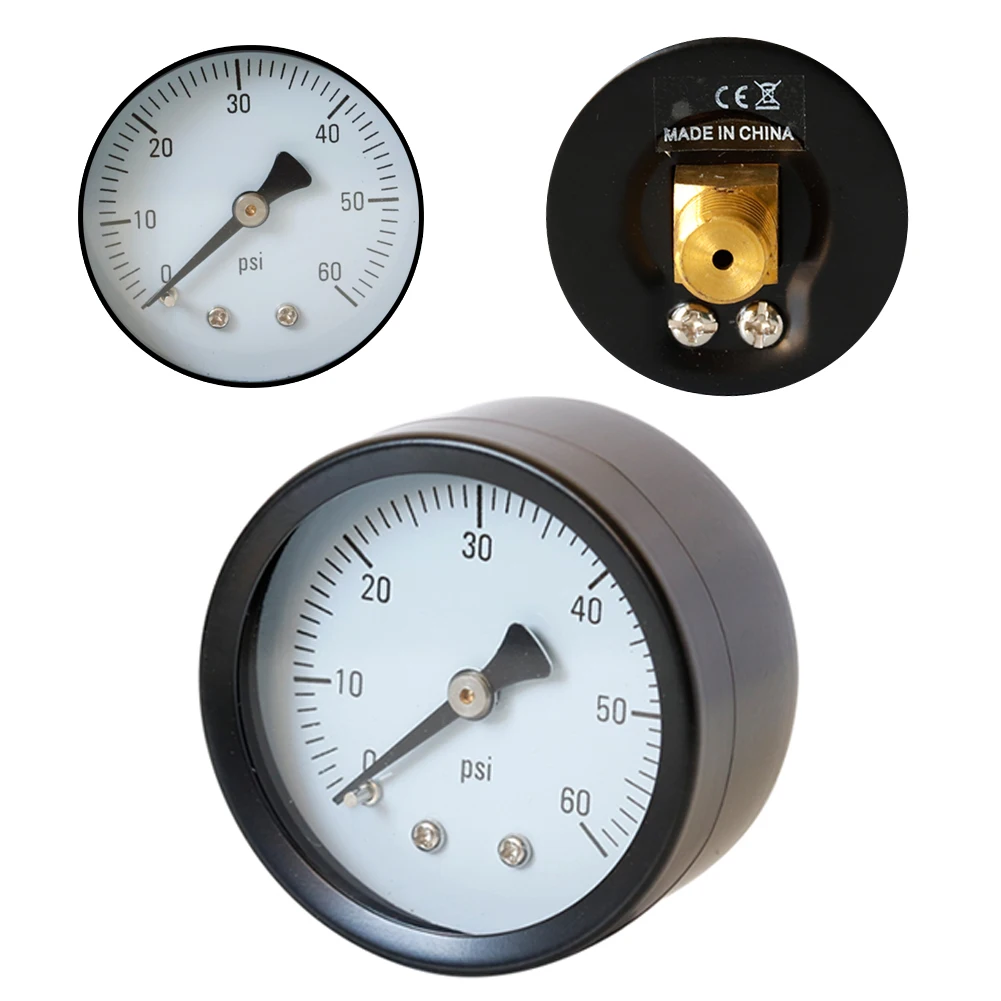 

60 PSI 1/4" NPT 2" Dial Pressure Gauge Back Mount Valve Filter Replacement