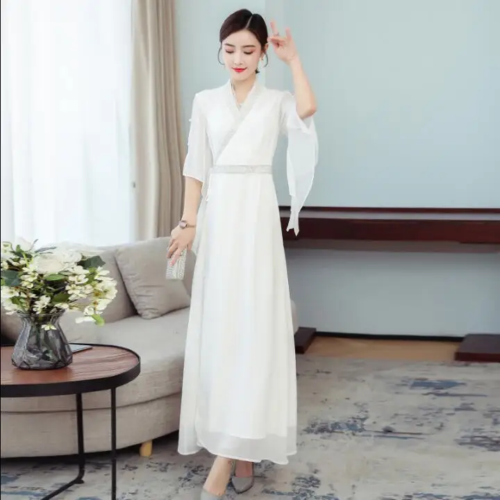 Женское летнее длинное шифоновое платье Hanfu в китайском стиле| |