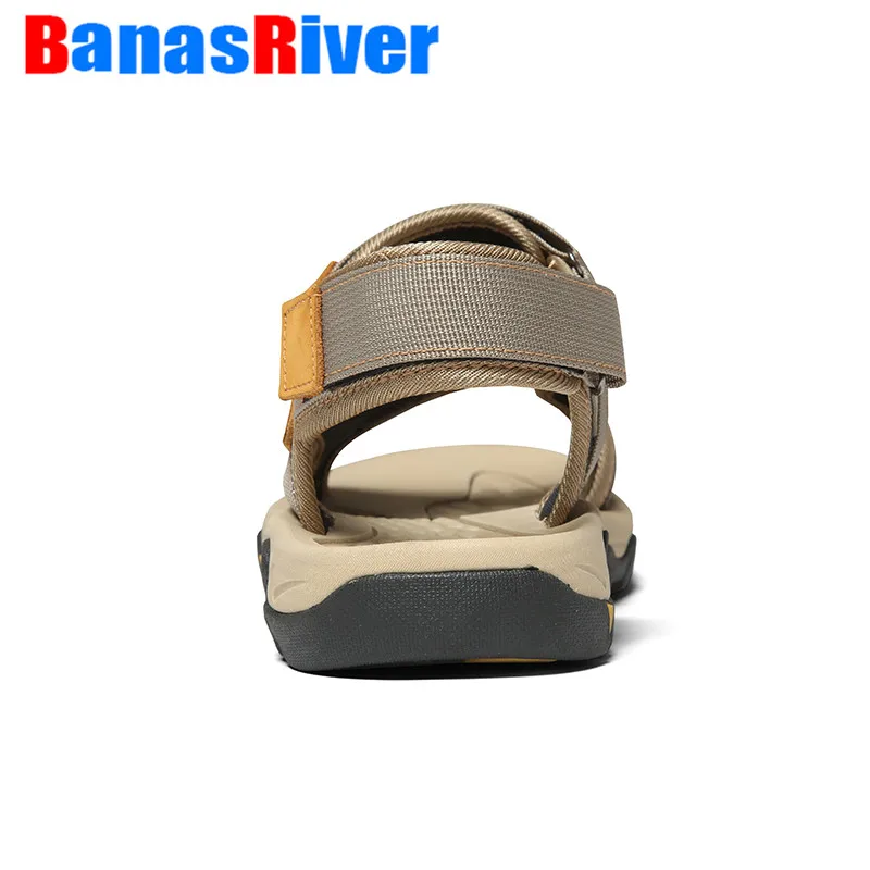 Мужские кожаные сандалии на плоской подошве Классическая Повседневная