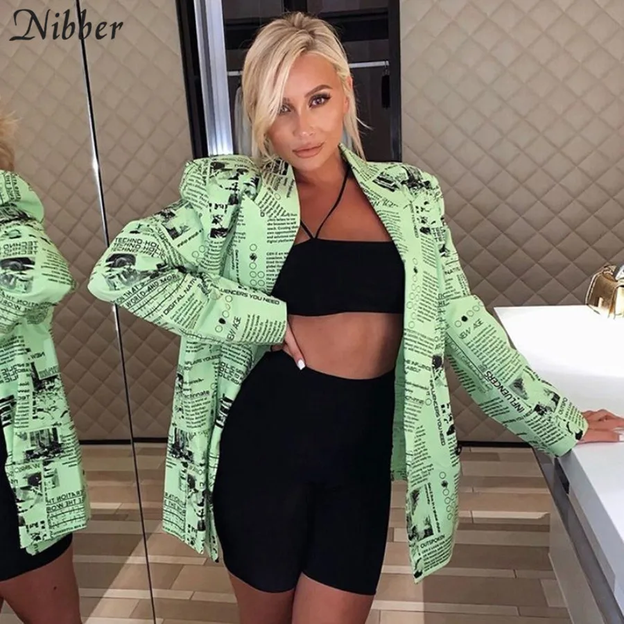 Nibber/осенне-зимнее пальто с газетным принтом; женская повседневная куртка с длинными рукавами и отложным воротником; сезон осень-зима; mujer