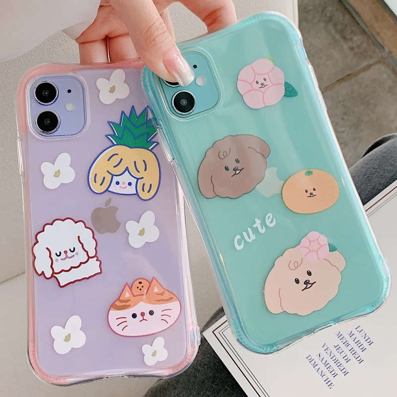 Милый чехол для iPhone 11 Pro XS Max SE2 7 8 Plus X XR Puppy ударопрочный ТПУ + PC Прозрачный Летний