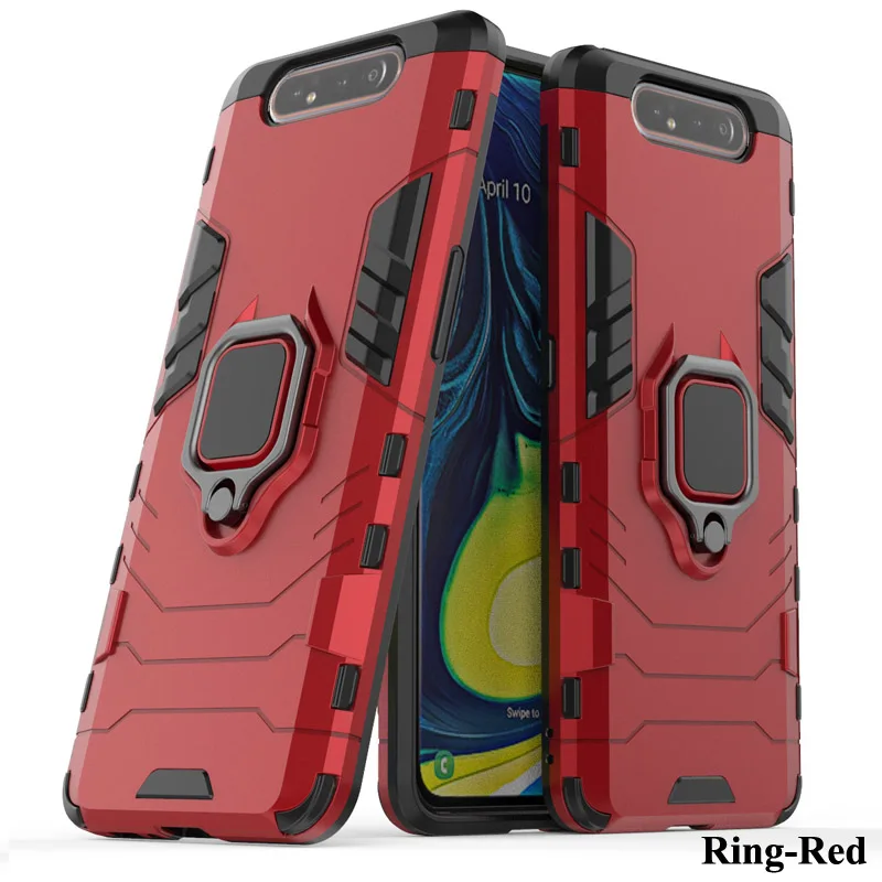 Ring Red Армированный чехол для samsung Galaxy A10 A20 A30 A40 A50 A60 A70 A80 A90 M10 M20 M30 M40 A50s A70s M30s покрытие автомобиля кольцо для телефона с бумажником - Цвет: Ring Red