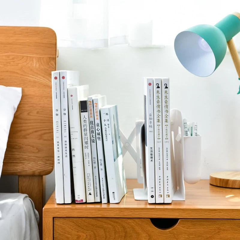 

Retractable Bookends For Shelves Book Support Stand Bookshelf With Pen Holder Adjustable Bookends Book Rack Folder Book Stoppers