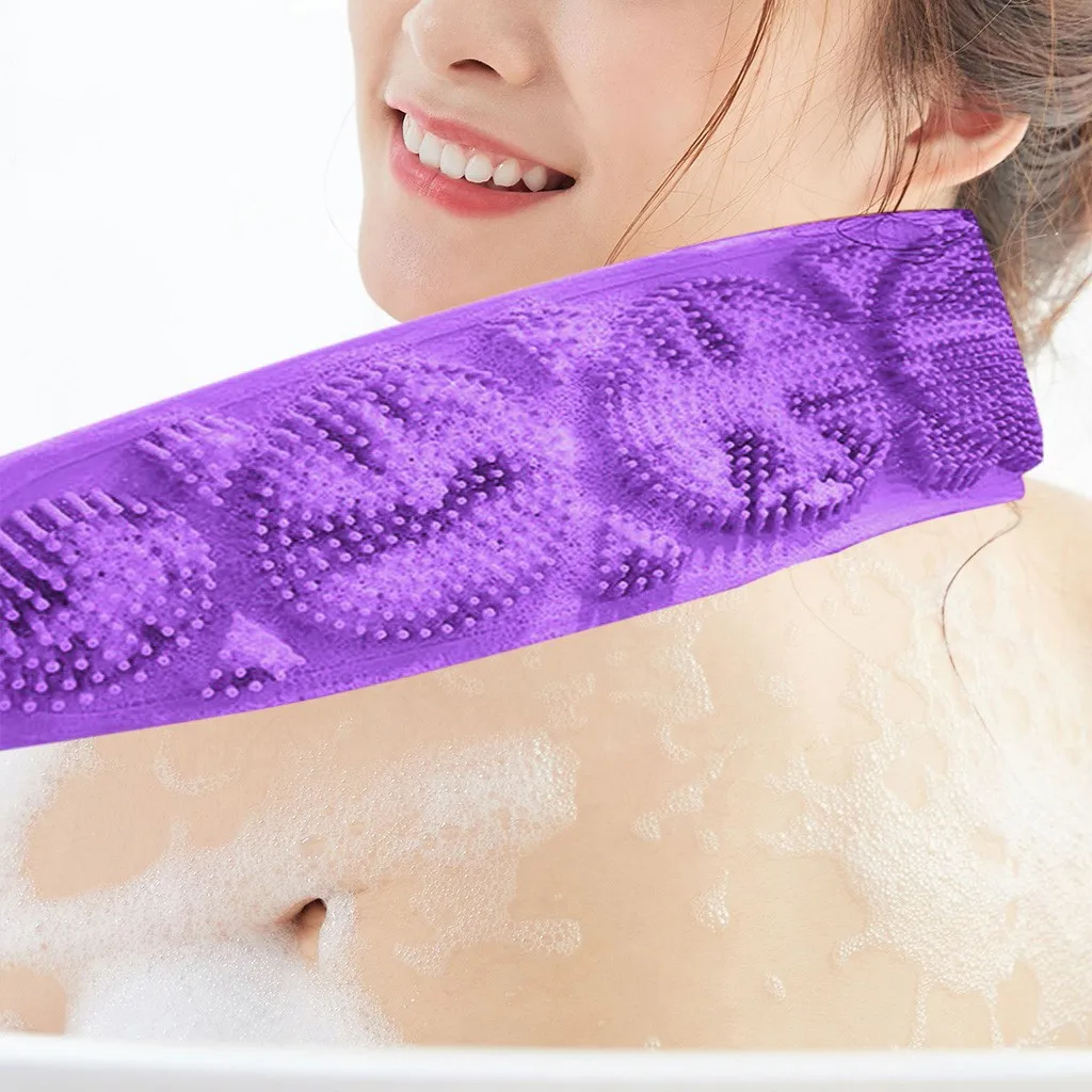 

Silicone Body Brush Bath Belt Bath Shower Exfoliating Back Brush Belt Wash Bathroom Clean Tools Bath Belts Stain Removal