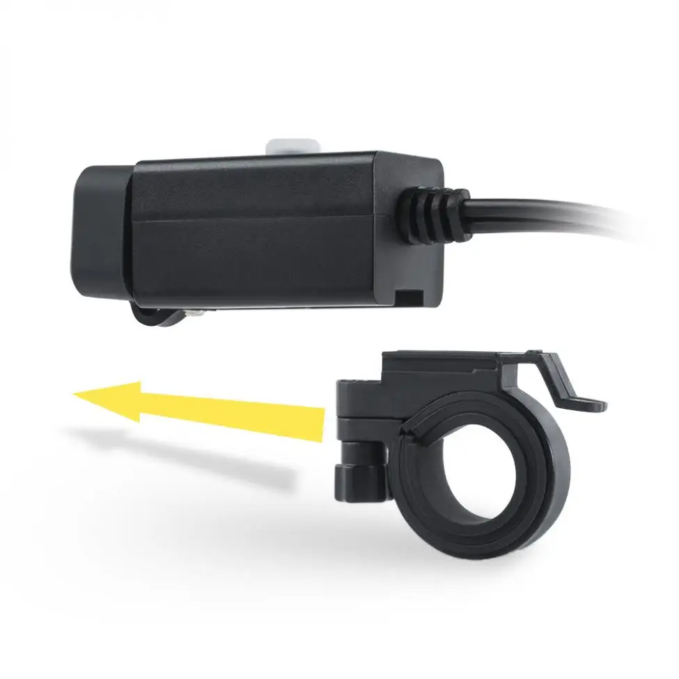 

Black 10-24V DC 5V 3.1A USB ABS Round Terminal Waterproof Motorcycle Charger with Switch Button and Dust Cover