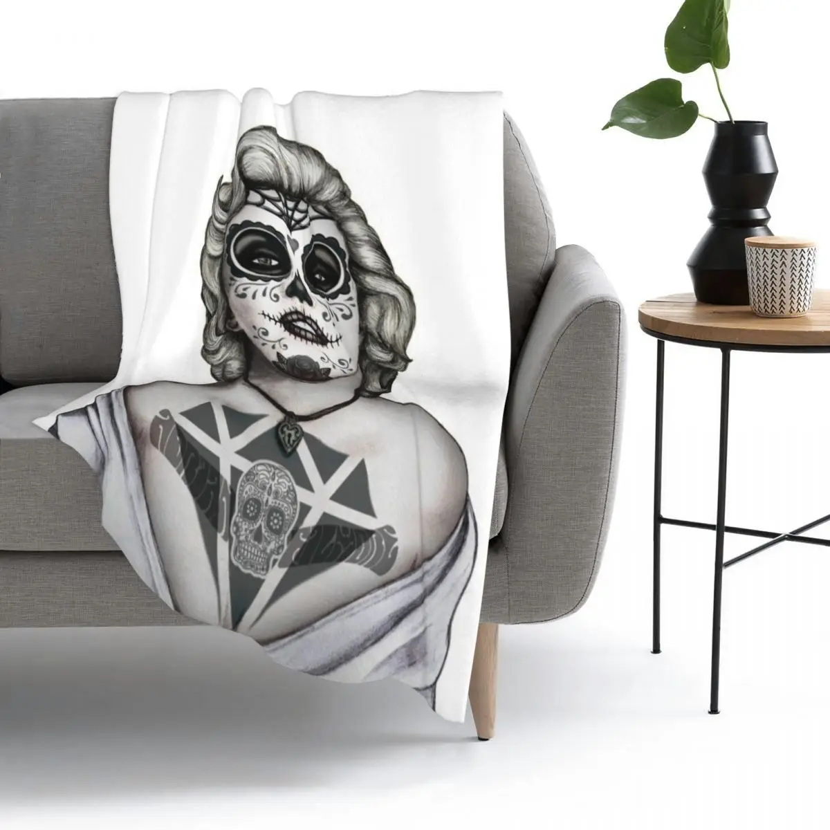 

Skull Marilyn Monroe Throw Blanket Bedspread Bed Blanket Sofa Blanket Plush Flannel Cozy bedclothes Home travel Adult child
