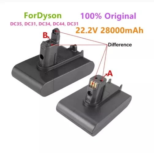 

22.2V 28000mAh ( Fit Type A and B) Li-ion Vacuum Battery for Dyson DC35, DC45 DC31, DC34, DC44, DC31 Animal, DC35 Animal & 28Ah