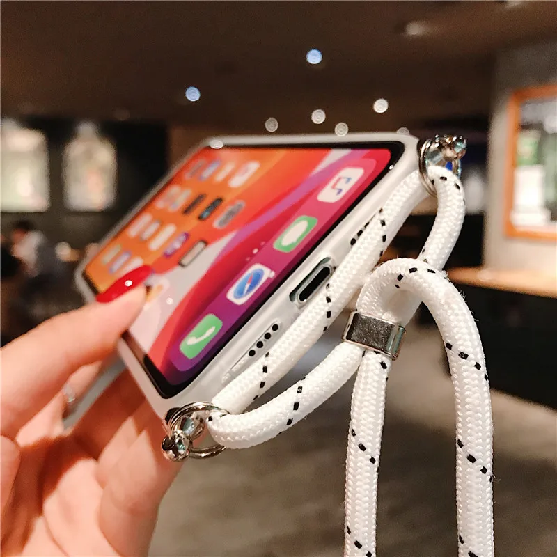 

Granite Marble Strap Cord Chain Phone Necklace Lanyard Carry soft phone Cover For iPhone 11 Pro XS Max XR X 7 8 Plus 6 S case