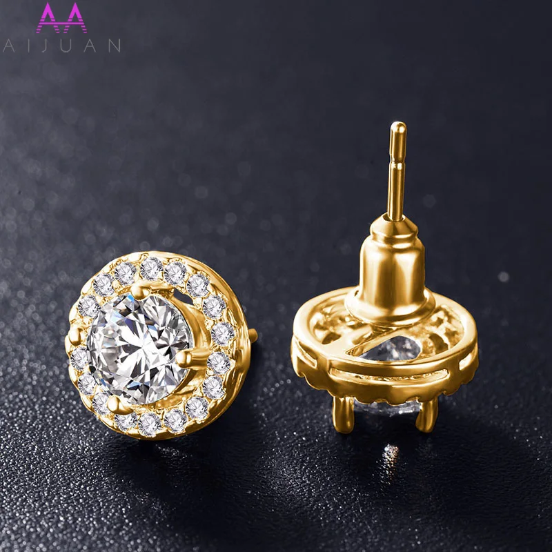 Серьги с цирконием кубической огранки розового золота для женщин Brincos Pendientes Earings